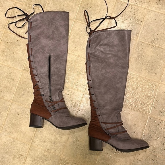 EUC Grey/Brown Over The Knee Boots 👢 - Picture 1 of 12